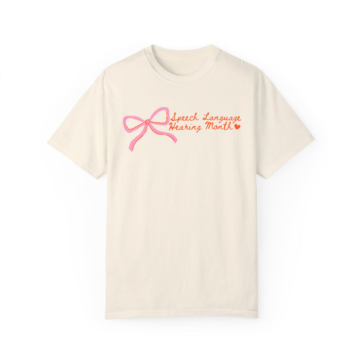 NSLHM pink bow comfort colors tee