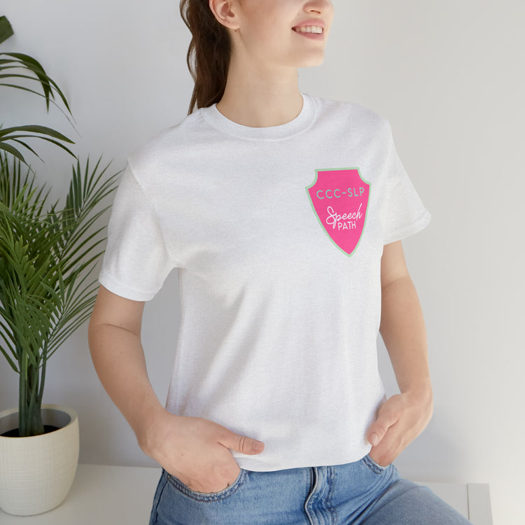 speech path ccc badge short sleeve tee