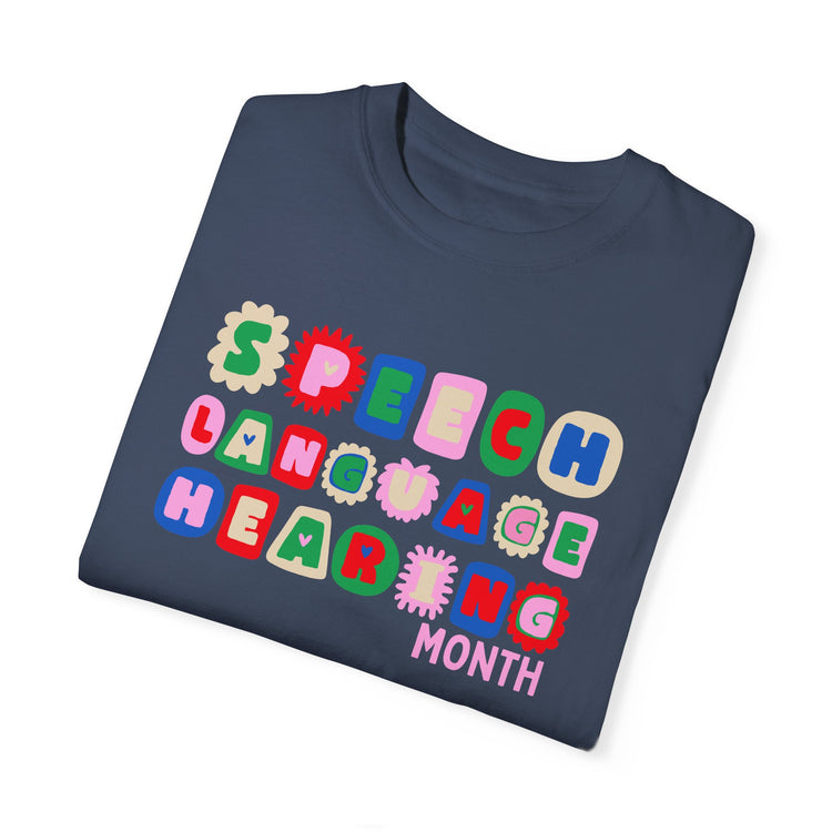 NSLHM block letters comfort colors tee