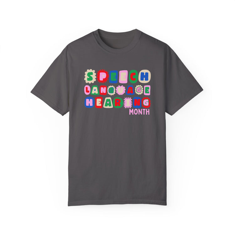 NSLHM block letters comfort colors tee