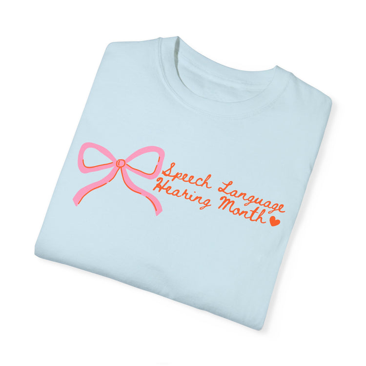 NSLHM pink bow comfort colors tee