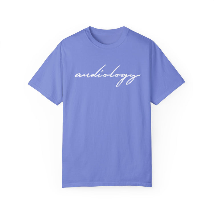 simple cursive audiology comfort colors tee