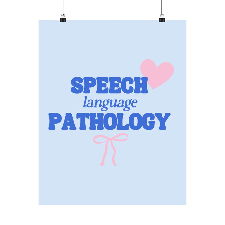 speech language pathology hearts + bow wall poster