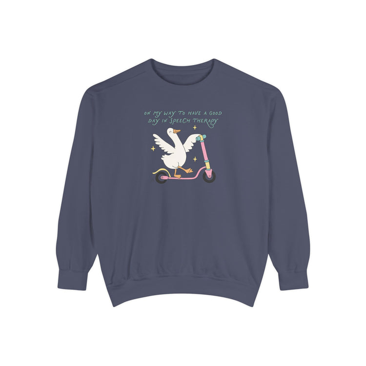 on my way to speech goose comfort colors crewneck