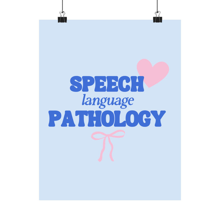 speech language pathology hearts + bow wall poster