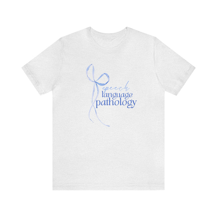 blue bow speech language pathology short sleeve tee