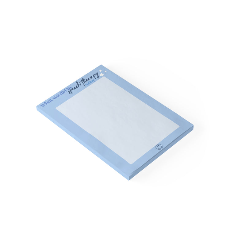 "what we did in speech today" blue 4X6 Post-it® Note Pads