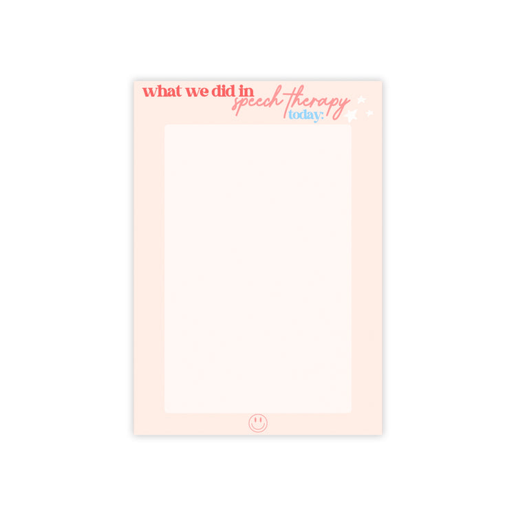 "what we did in speech today" pink 4X6 Post-it® Note Pads
