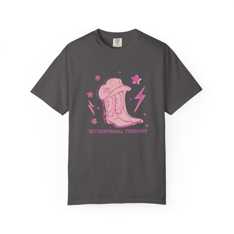OT cowboy boots comfort colors tee