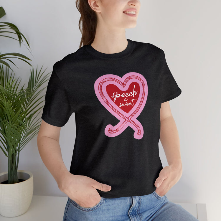 speech is sweet rope heart short sleeve tee
