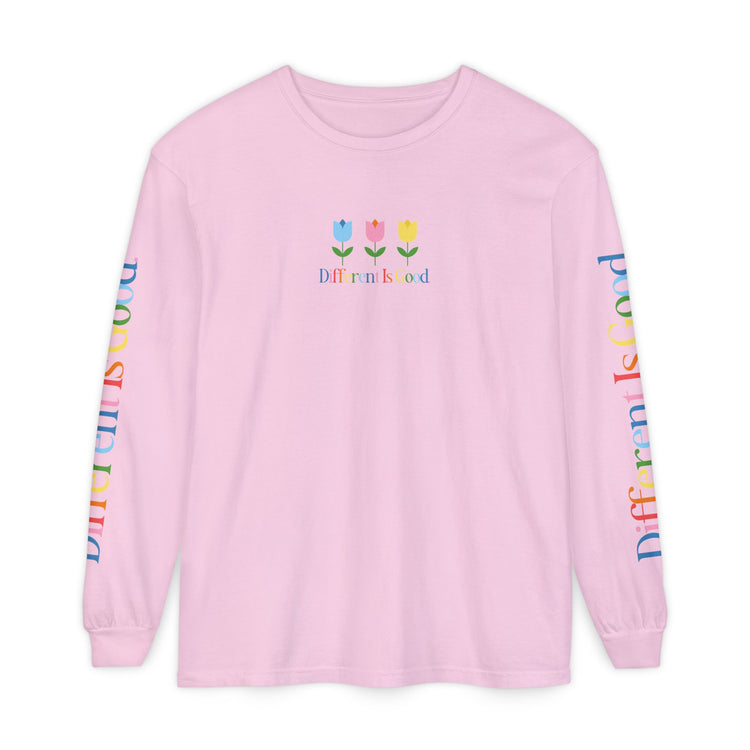 different is good tulips long sleeve tee