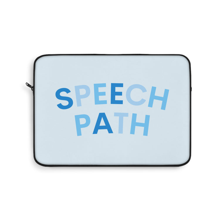 blue speech path arch laptop sleeve