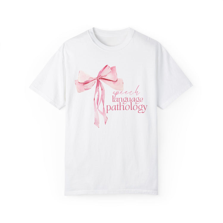 pink bow speech language pathology comfort colors tee