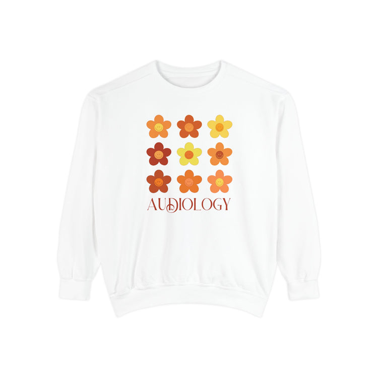 audiology fall flowers comfort colors crewneck