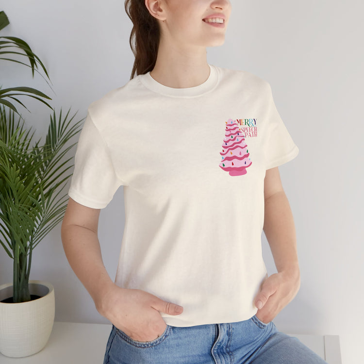 merry speech path ceramic pink tree short sleeve tee
