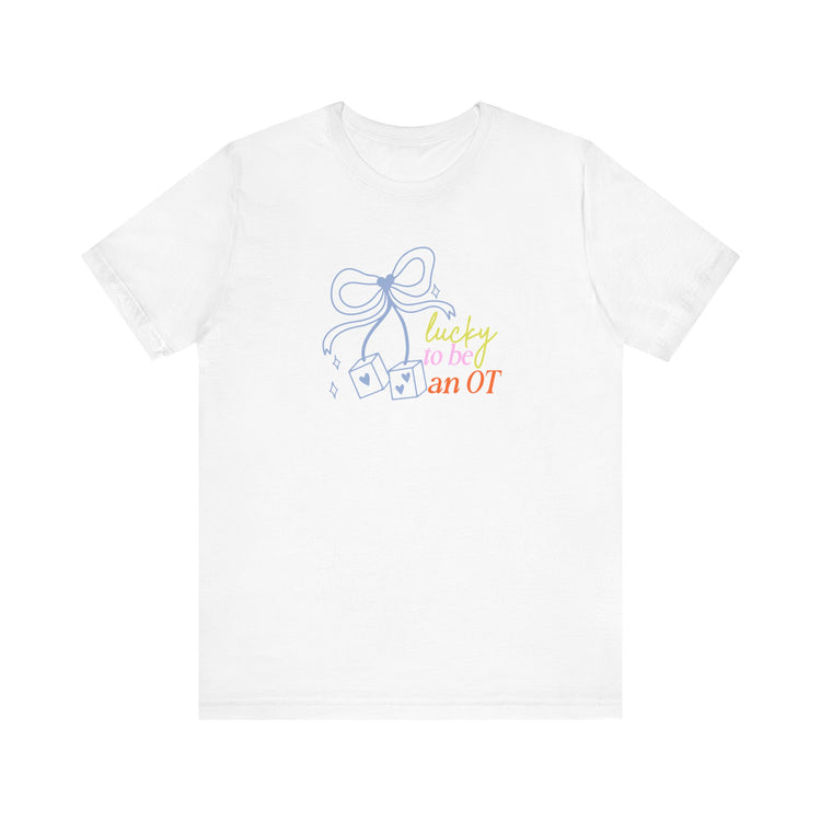 lucky to be an OT dice bow short sleeve tee