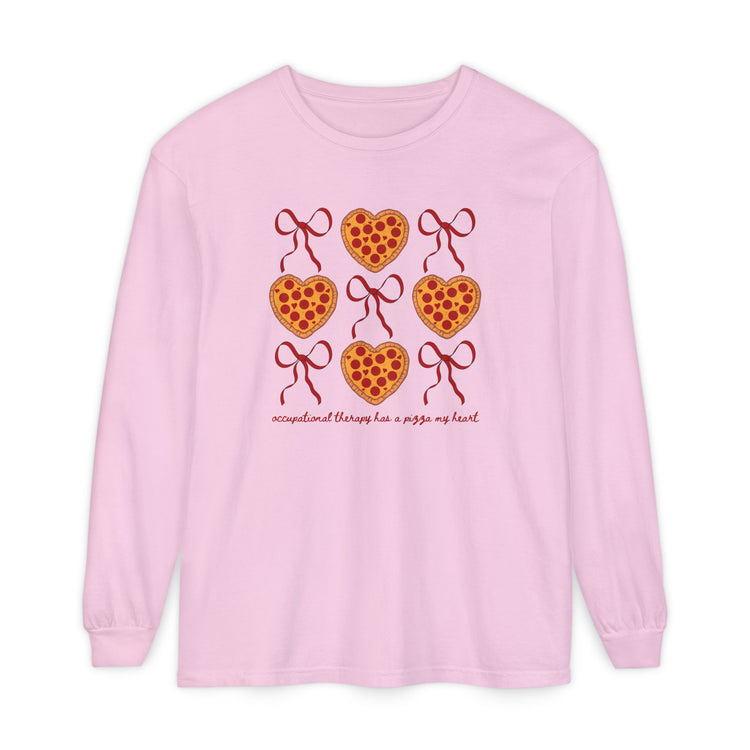 OT has a pizza my heart comfort colors long sleeve tee