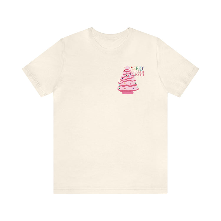 merry speech path ceramic pink tree short sleeve tee