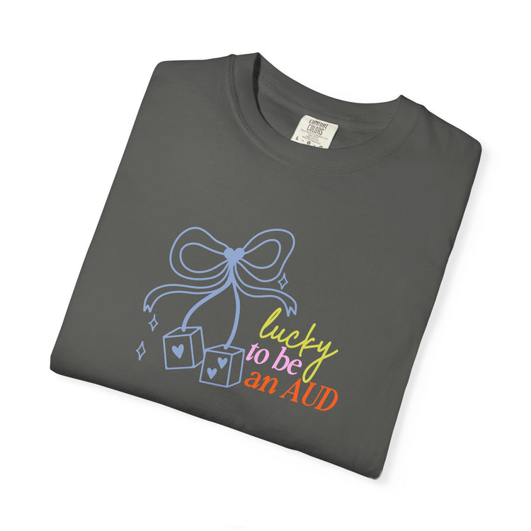 lucky to be an AUD! audiology comfort colors tee