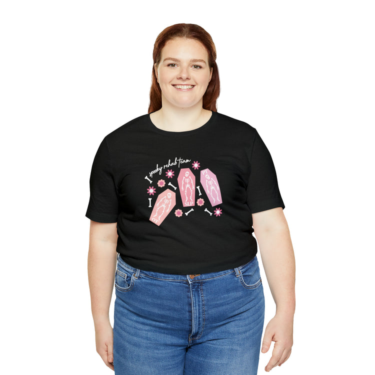 spooky rehab team skeleton bones short sleeve tee