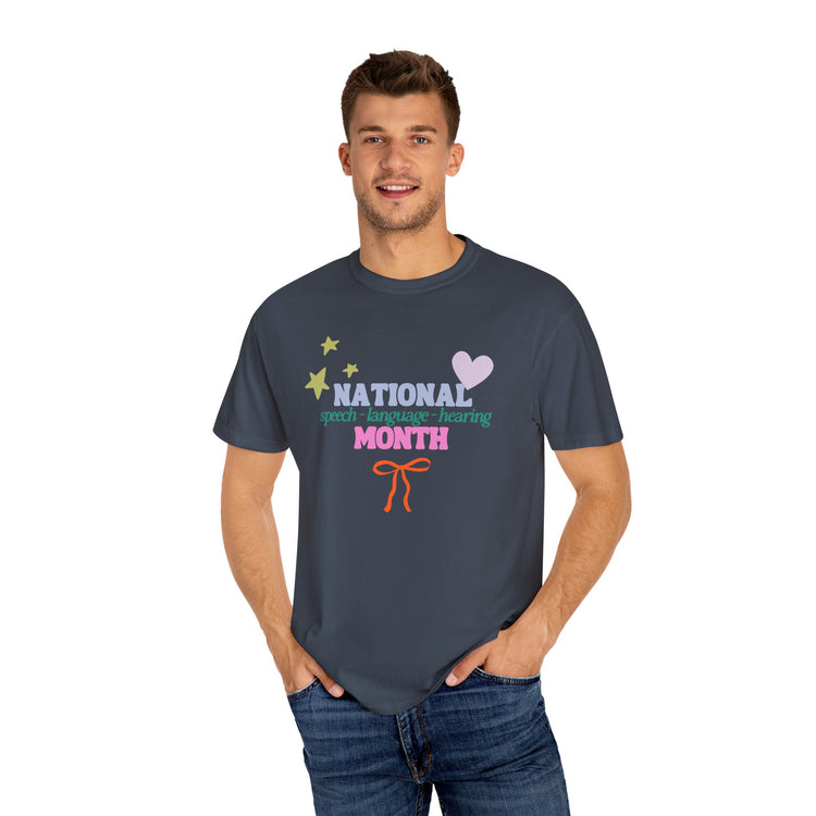 NSLHM colorful bow comfort colors tee