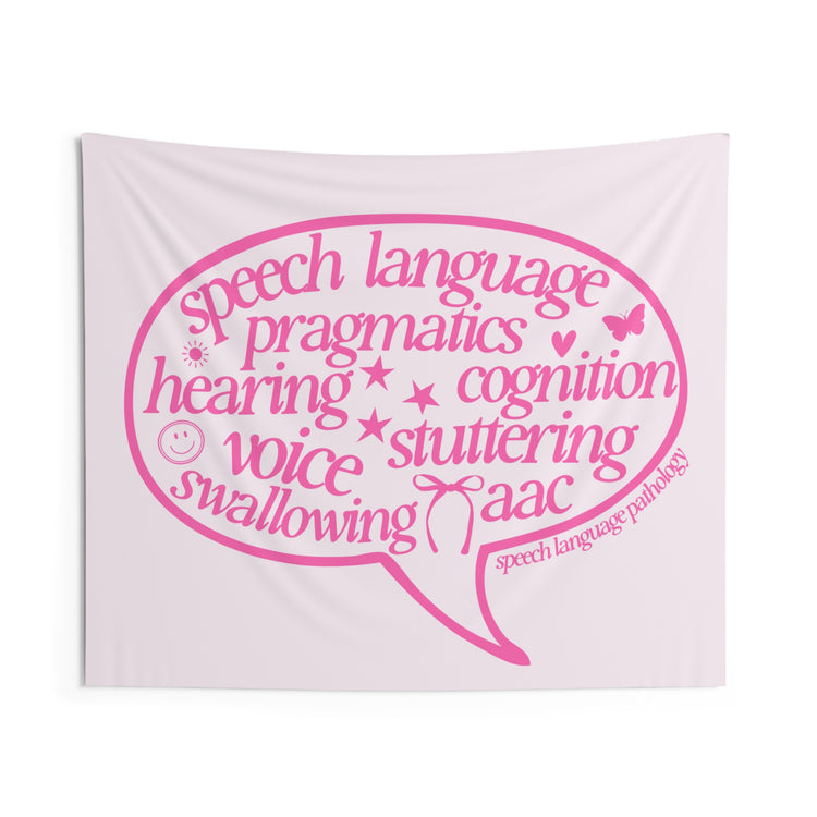 pink speech bubble scope wall tapestry