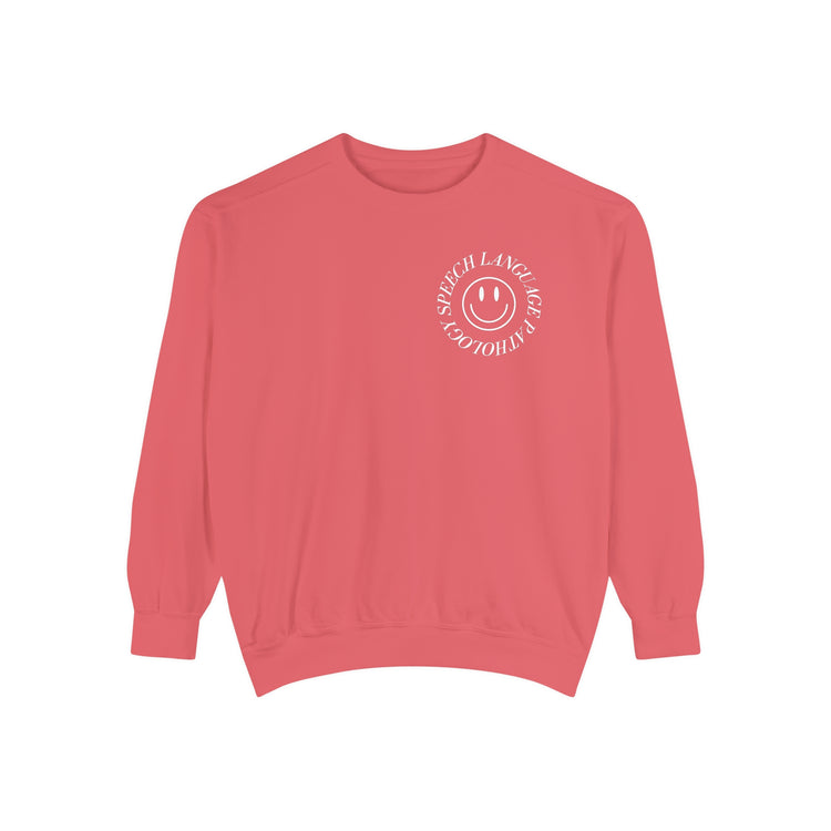 speech language pathology circle smiley comfort colors crewneck