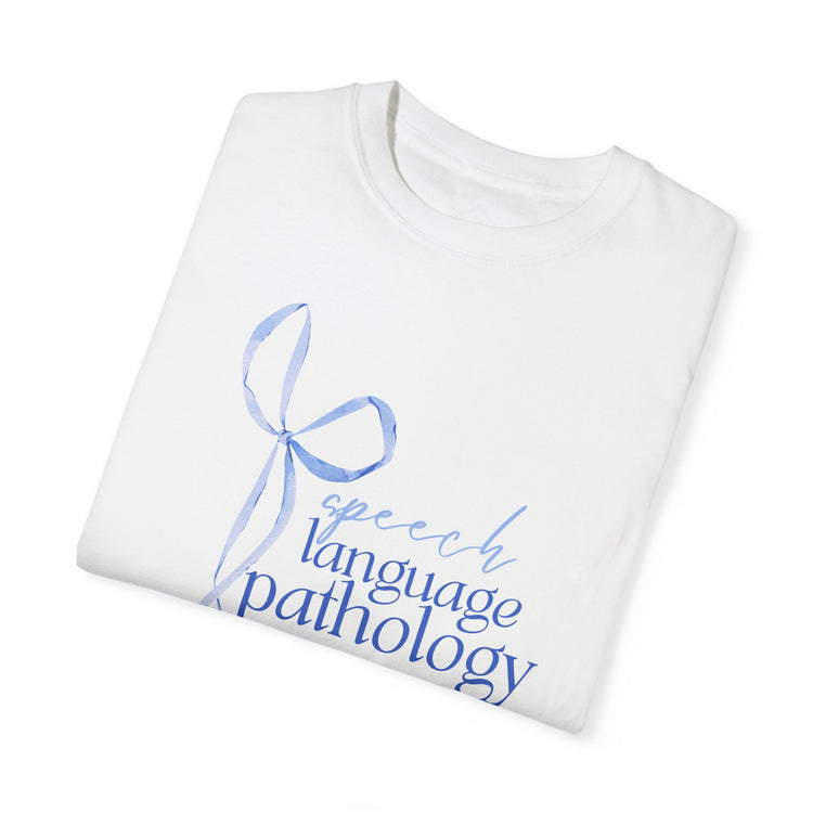 blue bow speech language pathology comfort colors tee