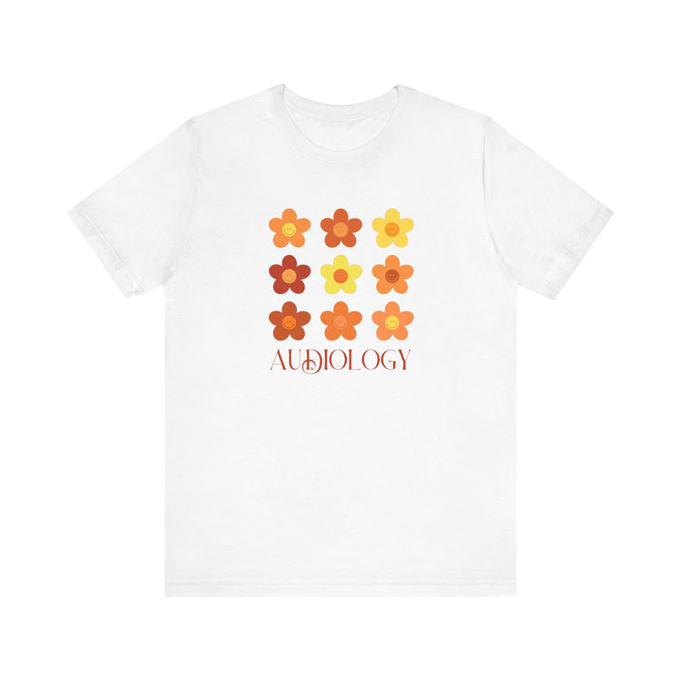 audiology fall flowers short sleeve tee