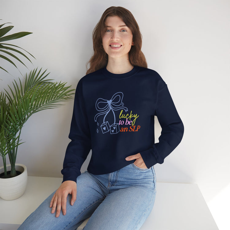 lucky to be an SLP dice crewneck