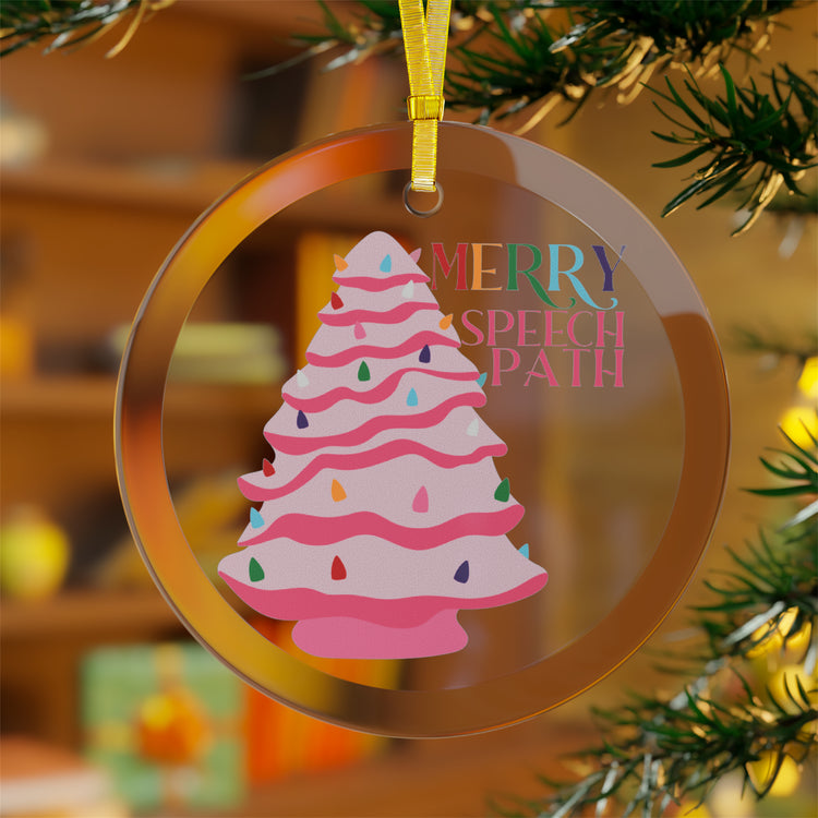 merry speech path ceramic tree play glass ornament