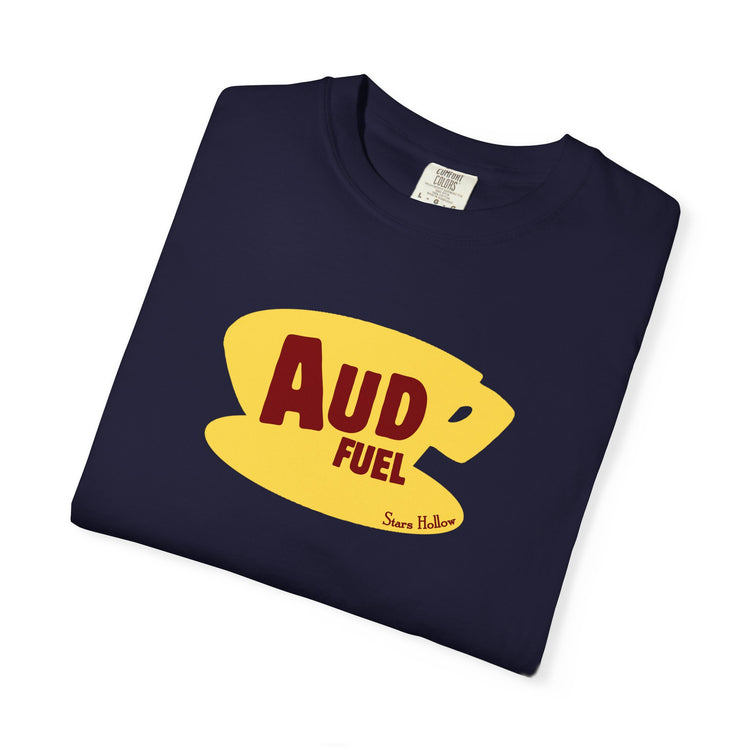 aud fuel yellow coffee cup comfort colors tee