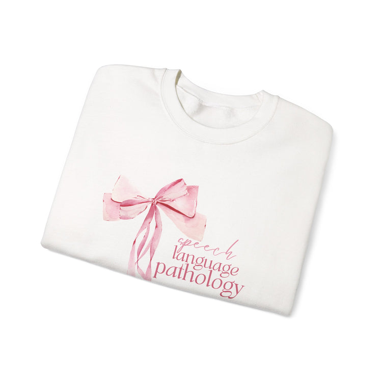 pink bow speech language pathology crewneck