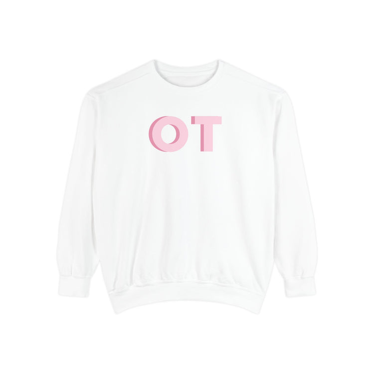 pink block OT comfort colors crewneck