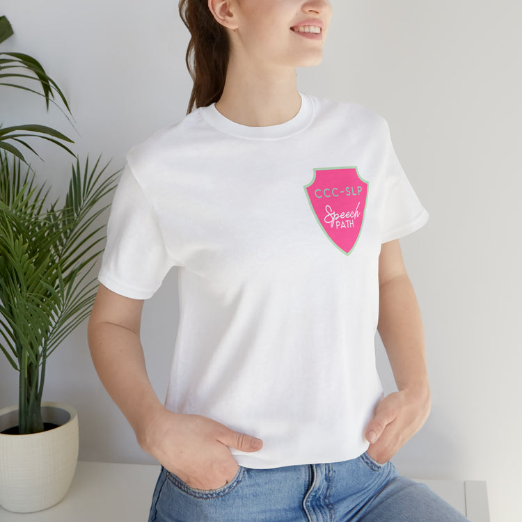 speech path ccc badge short sleeve tee