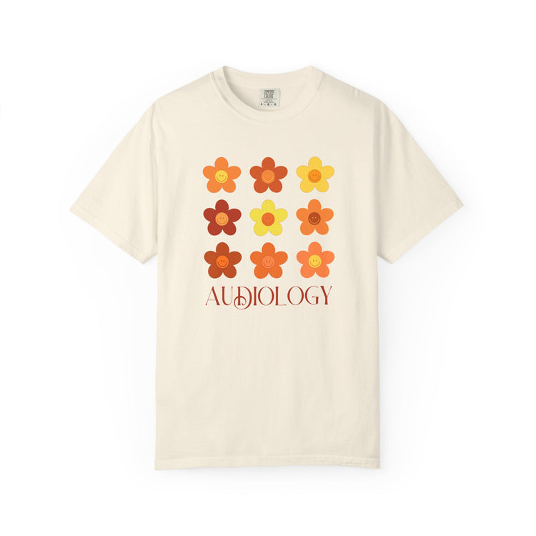 audiology fall flowers comfort colors tee