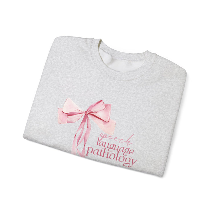 pink bow speech language pathology crewneck