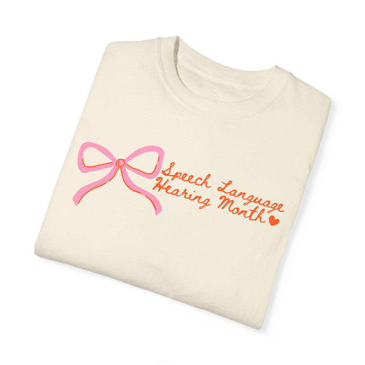 NSLHM pink bow comfort colors tee