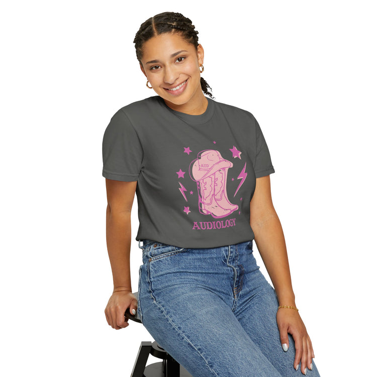 cowboy boots audiology comfort colors tee