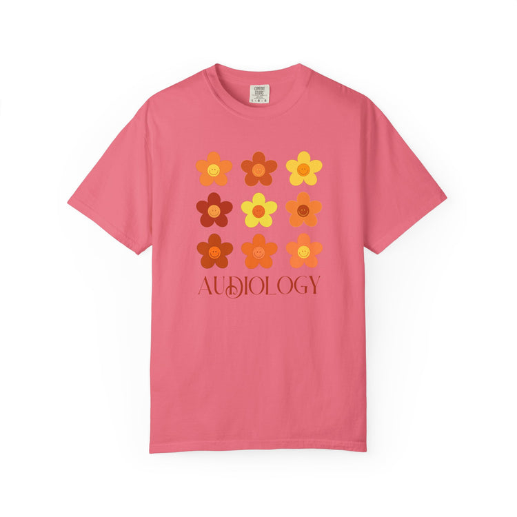 audiology fall flowers comfort colors tee