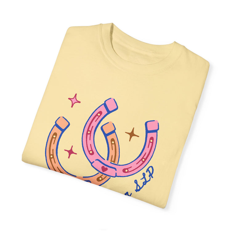 horseshoe lucky to be an SLP comfort colors tee