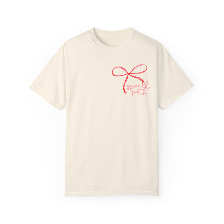 everyone deserves a voice red bow comfort colors tee