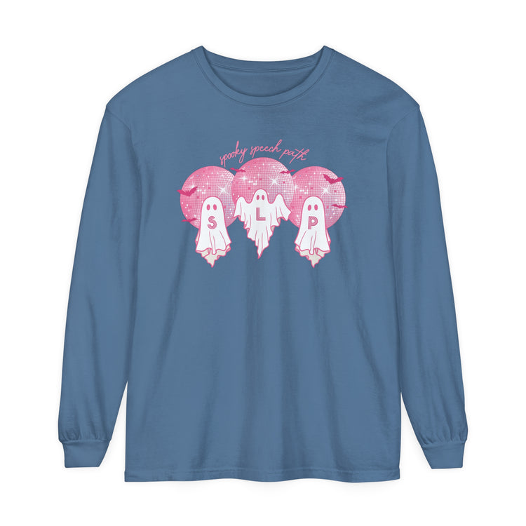 spooky disco ghosts slp comfort colors long sleeve tee