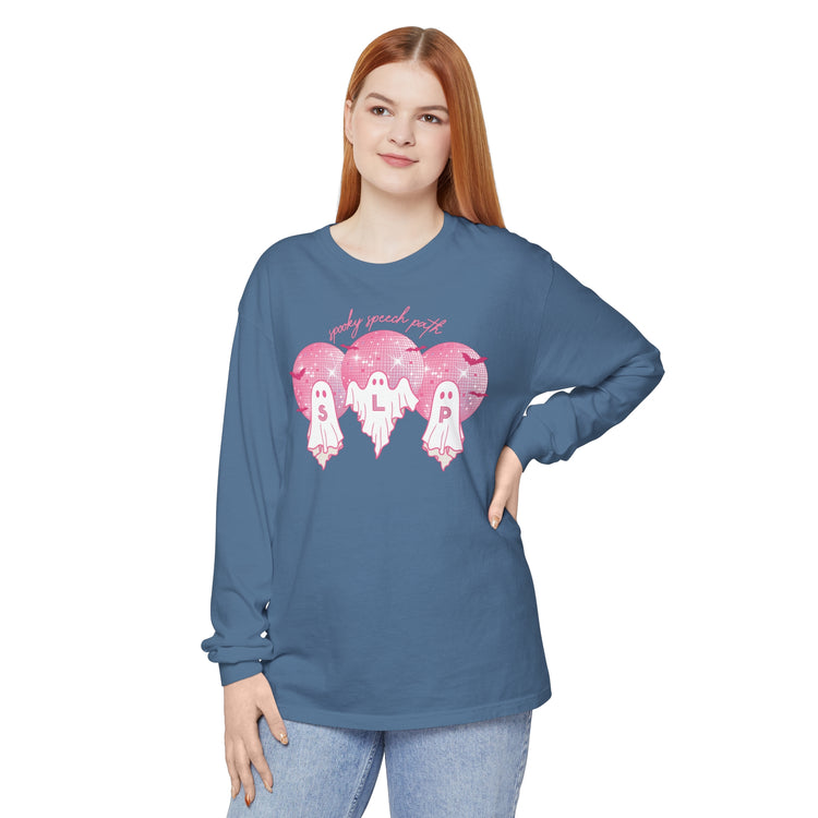 spooky disco ghosts slp comfort colors long sleeve tee