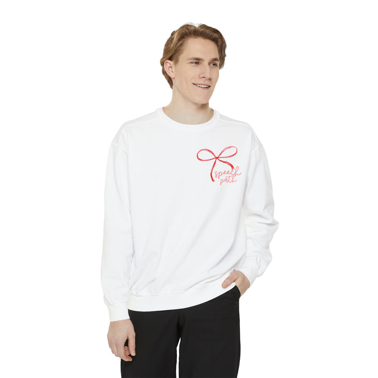 everyone deserves a voice red bow comfort colors crewneck