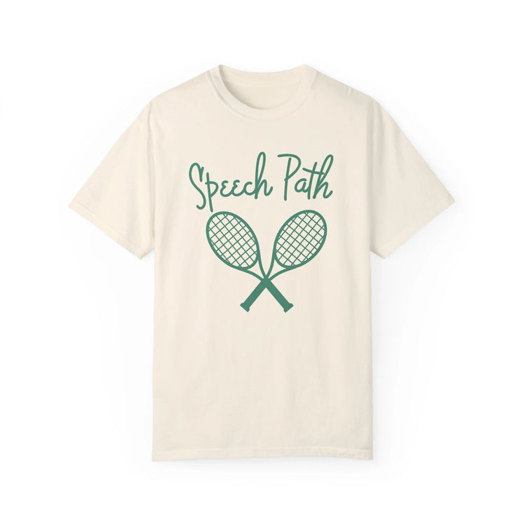 speech path beverly hills tennis comfort colors tee (sample sale)