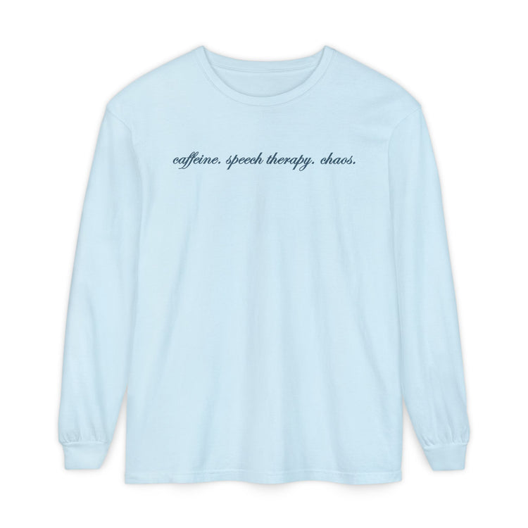 caffeine speech chaos long sleeve tee