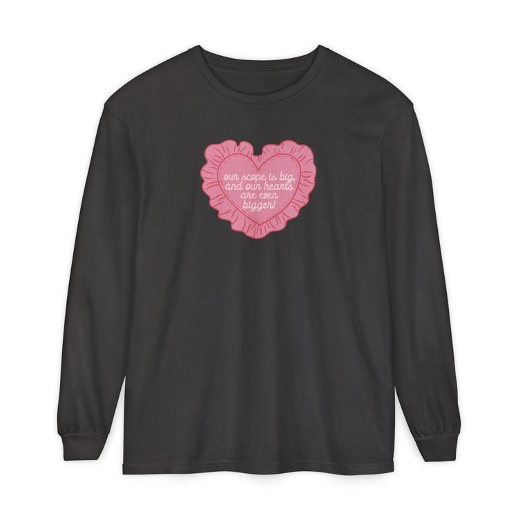 our scope is big heart pillow long sleeve tee