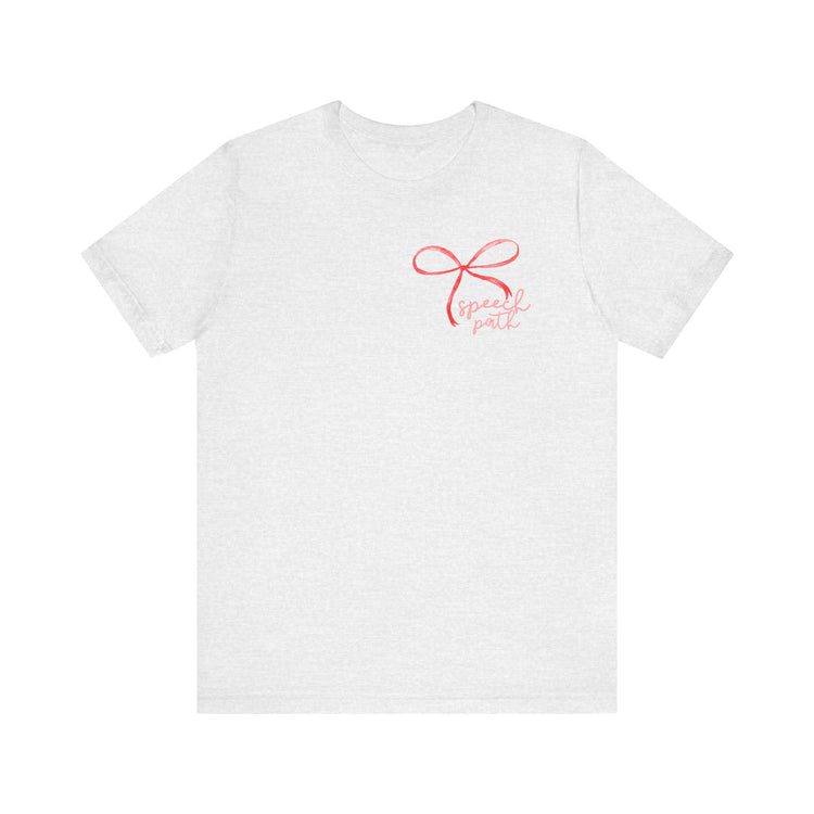 everyone deserves a voice red bow short sleeve tee