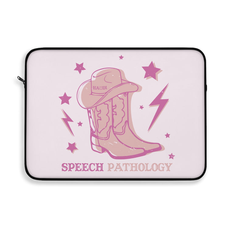 pink howdy speech pathology boots laptop sleeve
